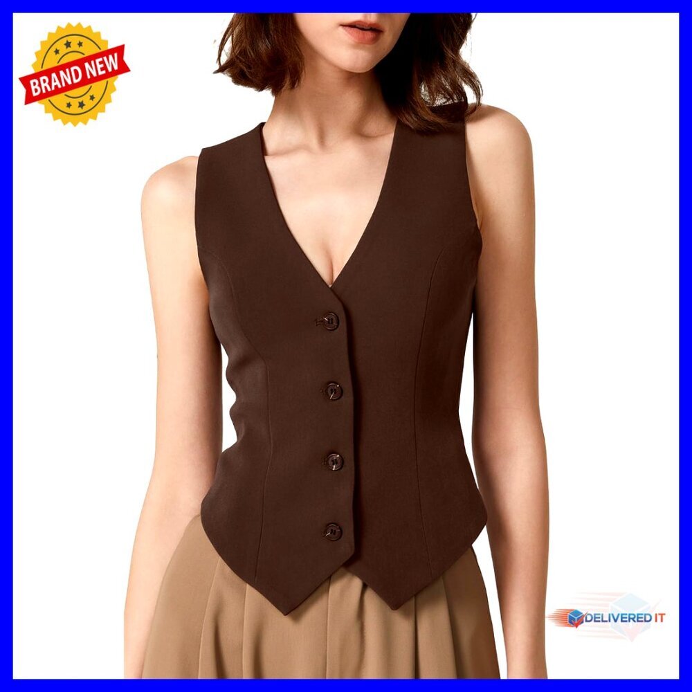 Large V-Neck Sleeveless Vest Top, Fully Lined Polyester Blend Crop